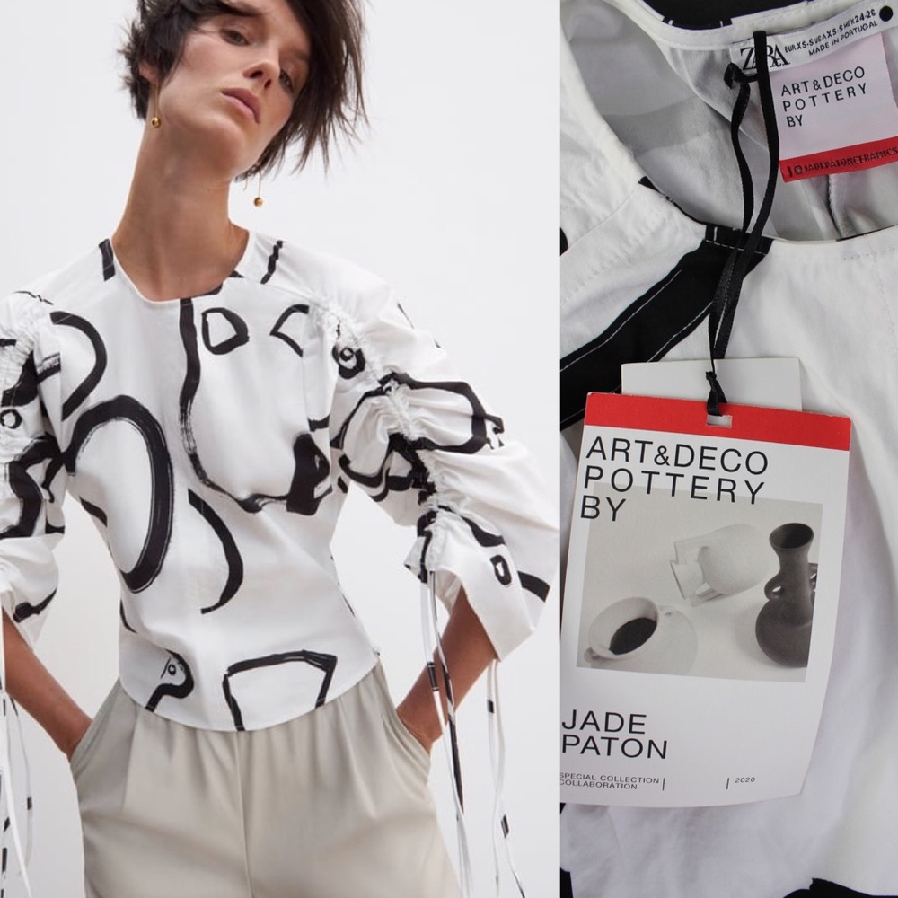 Zara NWT Art & Deco Pottery Jade Paton Collection Limited Edition XS-Small